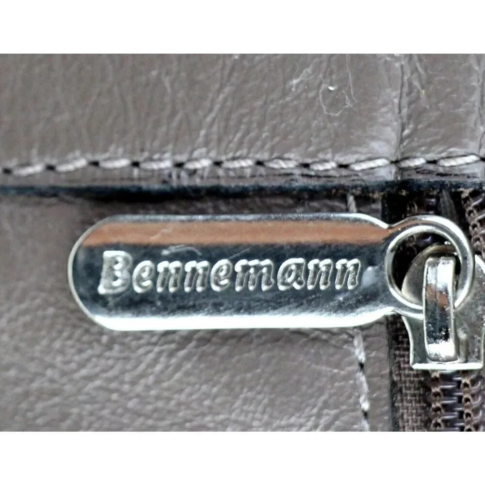 Bennemann BROWN GENUINE LEATHER BUCKLE SHOULDER BAG BUSINESS TOTE HANDBAG PURSE